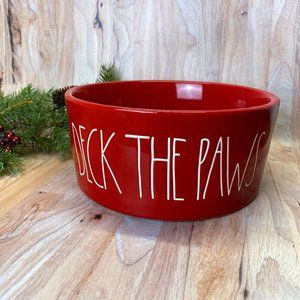 NWT Rae Dunn LL DECK THE PAWS Holiday Christmas Large Pet Bowl 8"